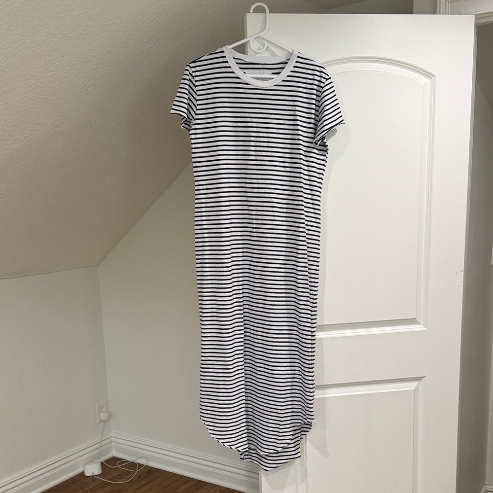 Frank & Eileen Navy and White Striped Maxi Dress